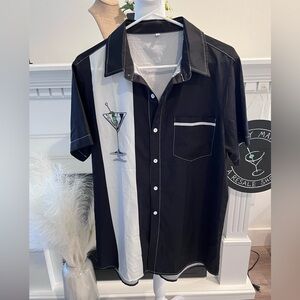 Martini-themed bowling shirt, unisex small